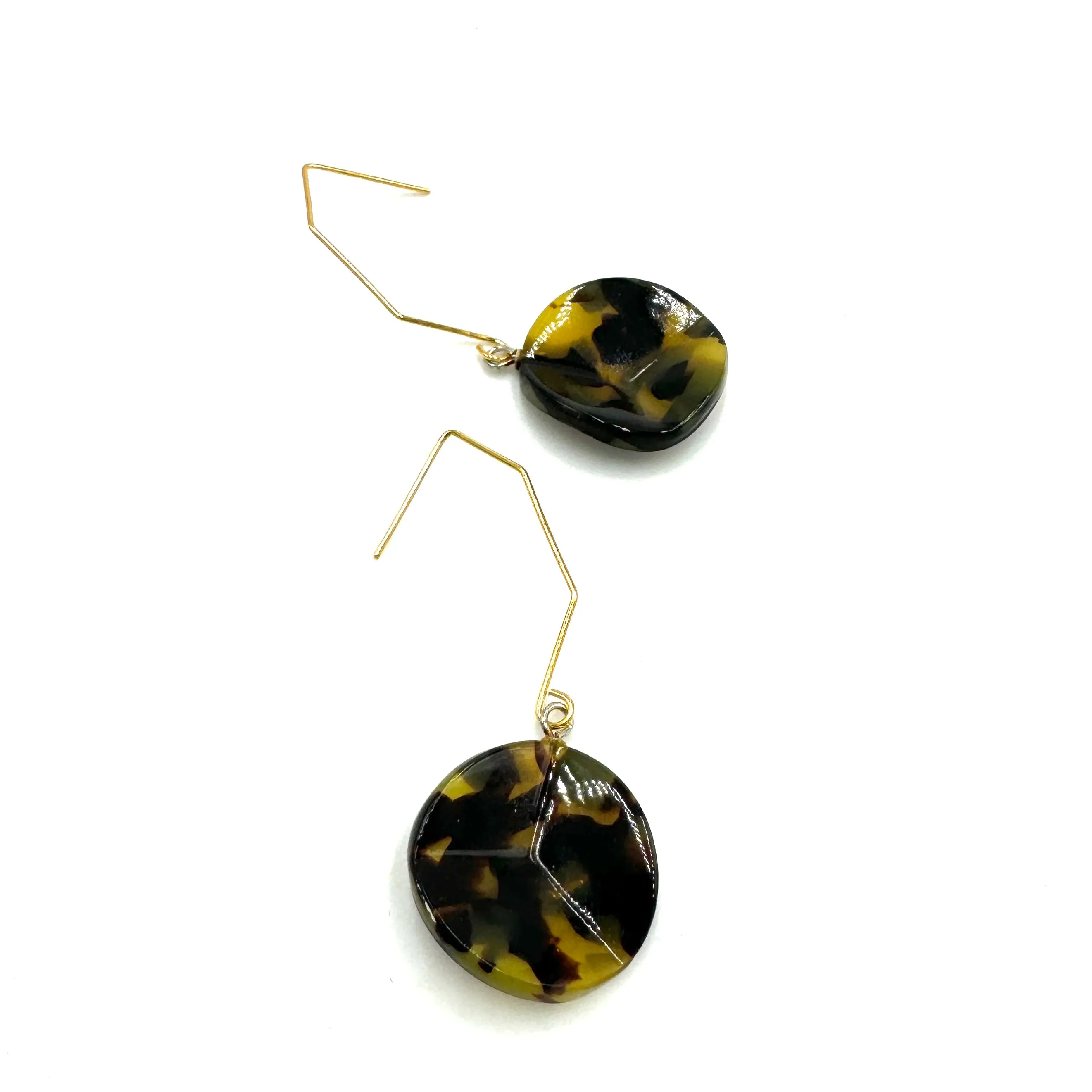 Tortoise Wavy Chip Hex Drop Earrings *