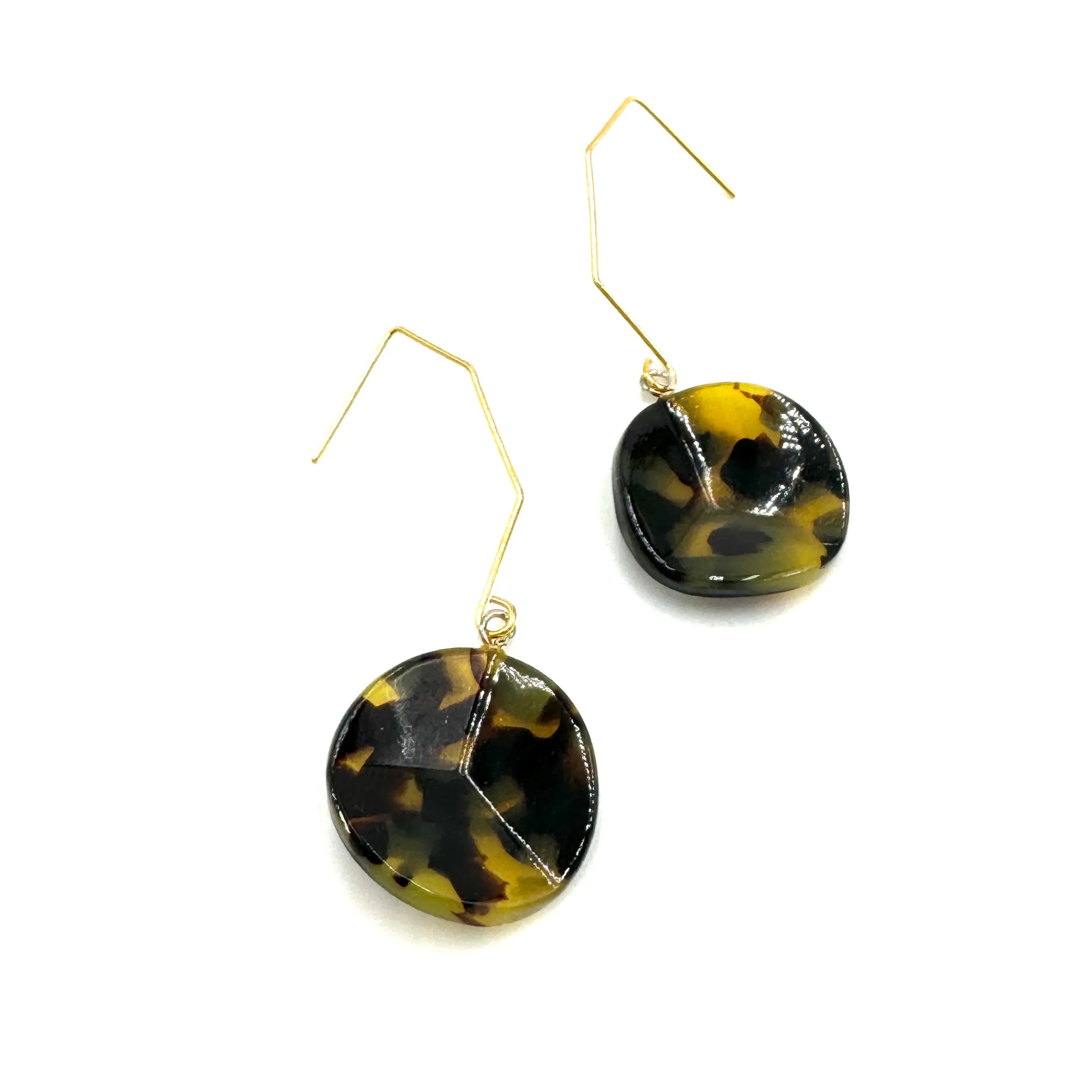 Tortoise Wavy Chip Hex Drop Earrings *