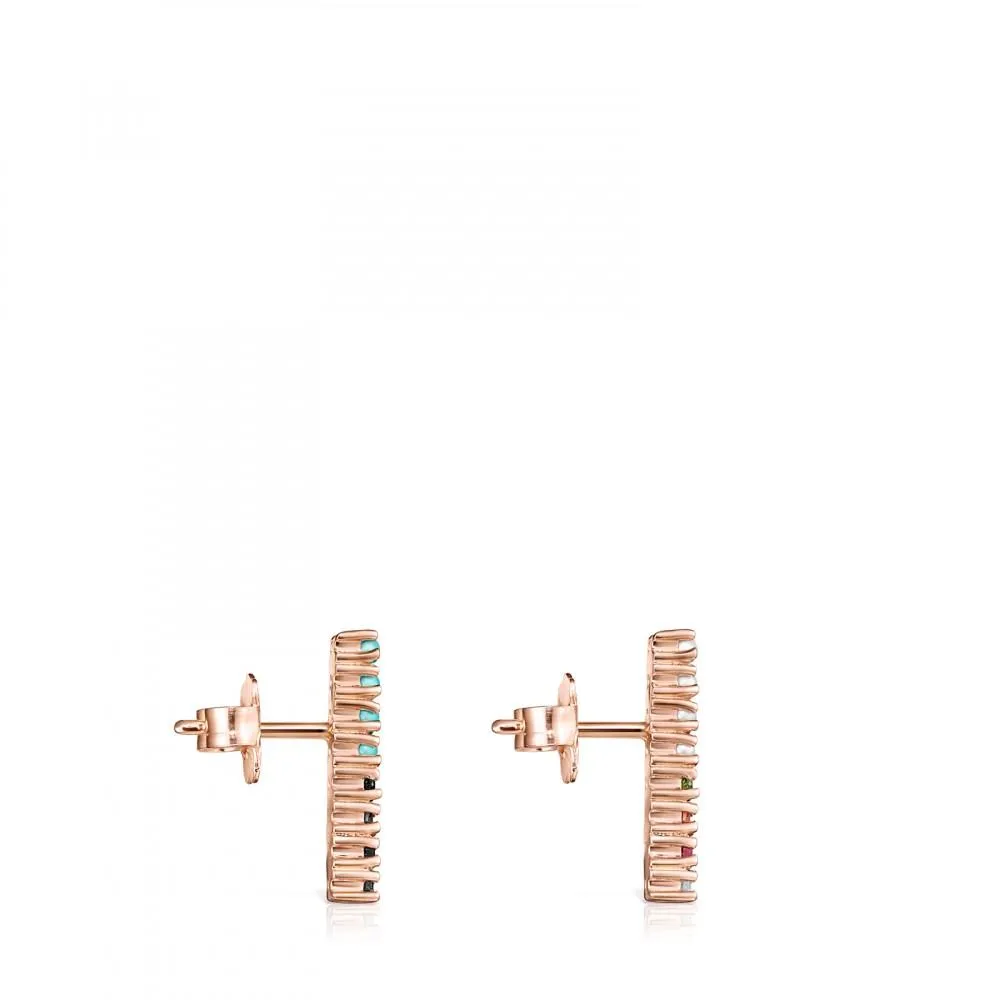 Tous Rose Gold Vermeil Straight bar Earrings with Gemstones 912726520