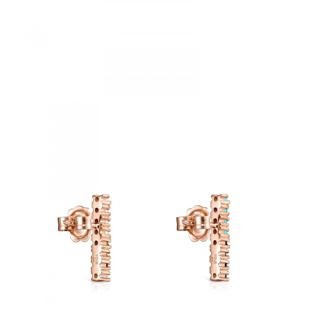 Tous Rose Gold Vermeil Straight bar Earrings with Gemstones 912726520