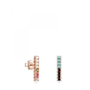 Tous Rose Gold Vermeil Straight bar Earrings with Gemstones 912726520