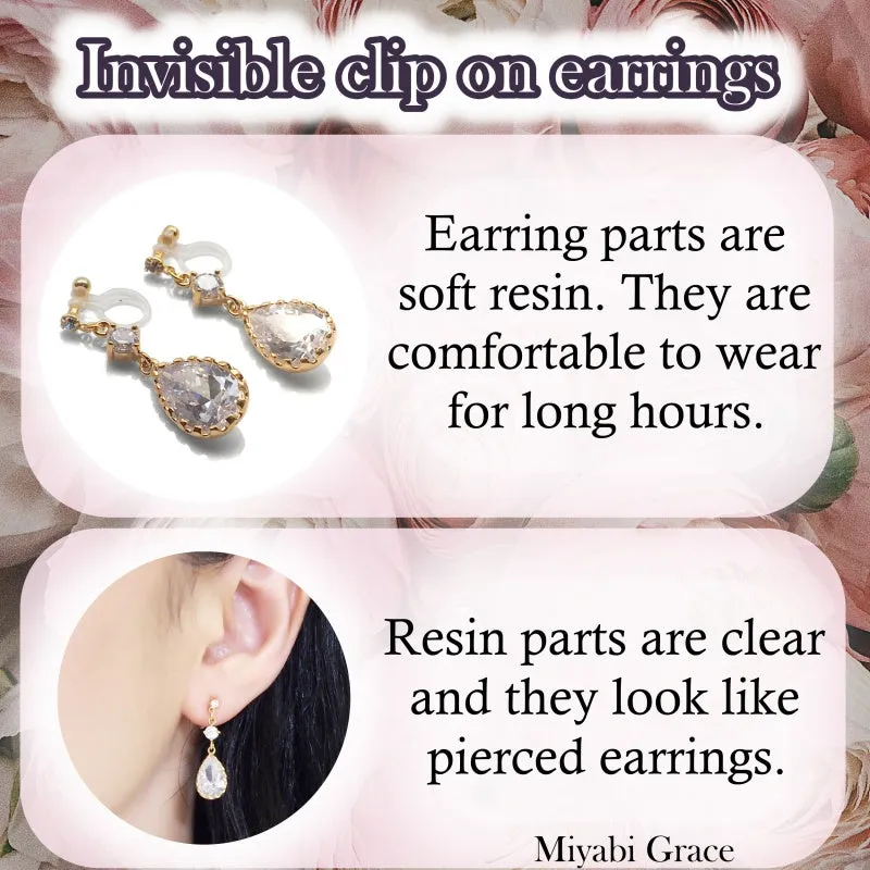 Triangle Invisible Clip On Hoop Earrings (Gold/Silver)