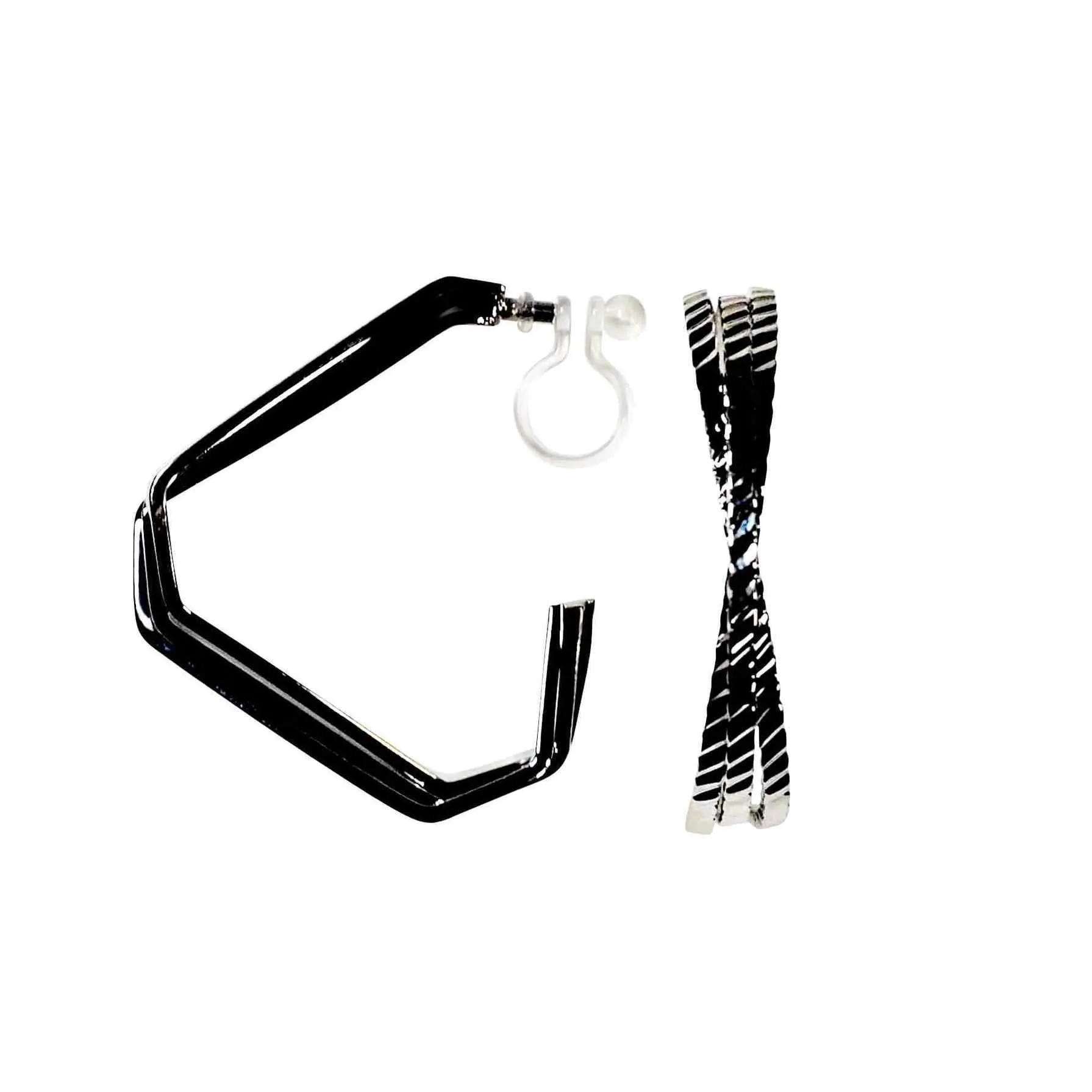 Triangle Invisible Clip On Hoop Earrings (Gold/Silver)
