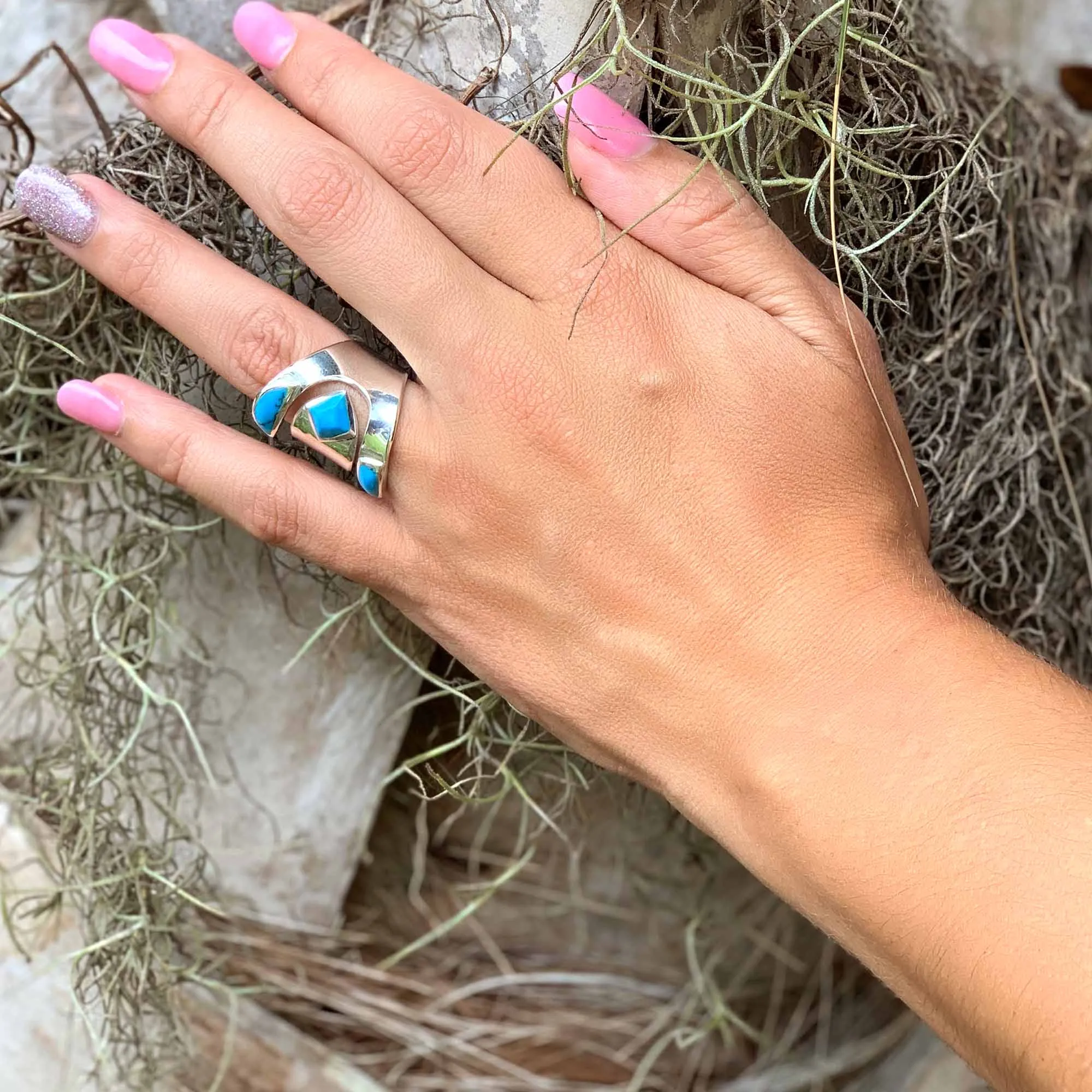 Turquoise and Alpaca Silver Wrap Ring Artisana