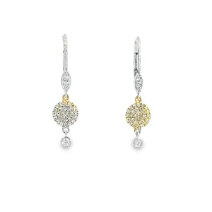Two-Tone Diamond Disk and Bezel Earrings