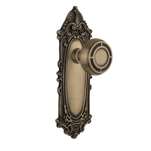 Victorian Long Plate with Mission Knob in Antique Brass