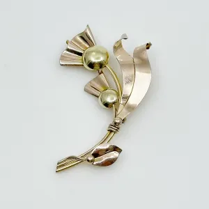 Vintage 10k gold filled floral brooch GM59