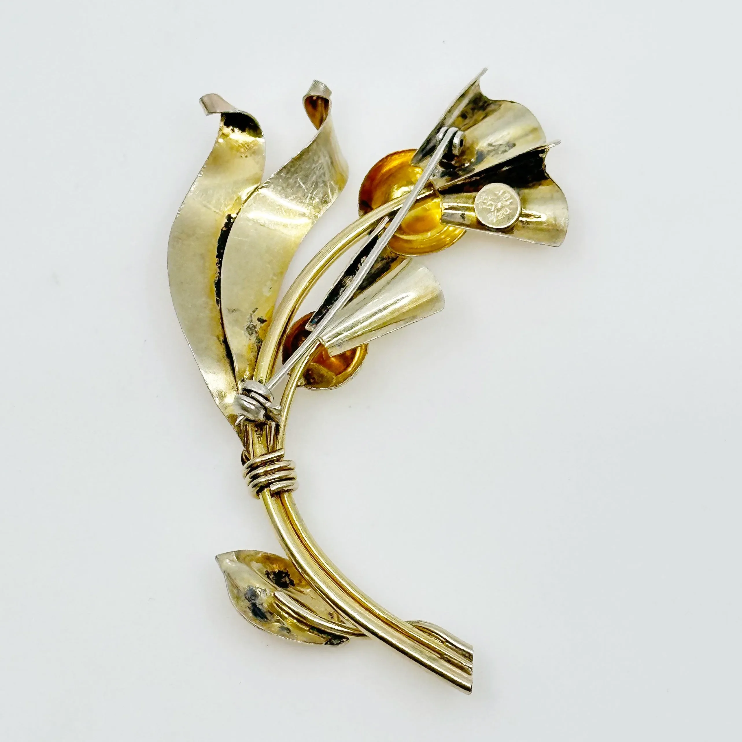 Vintage 10k gold filled floral brooch GM59