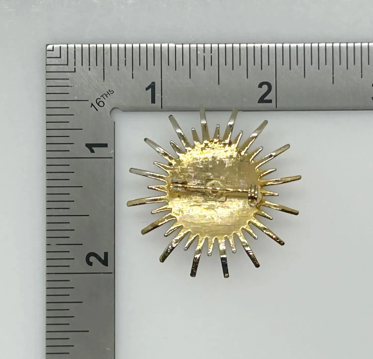 Vintage Abstract Brooch with Green Stone Center