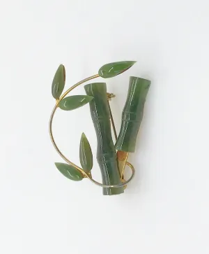 Vintage Jade Green Bamboo Brooch