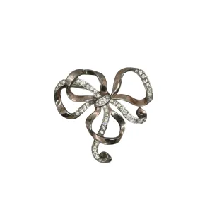 Vintage Trifari Rhinestone Ribbon Bow Brooch