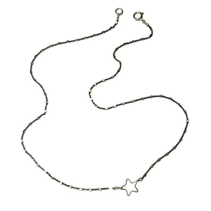 W- oxidized tiny star necklace ON-S-*-16 