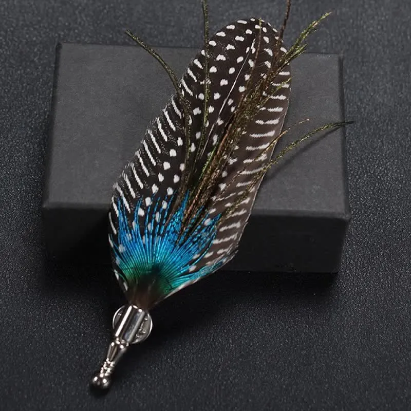 Wedding Natural Feather Buttonhole Brooch