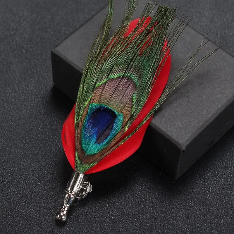 Wedding Natural Feather Buttonhole Brooch