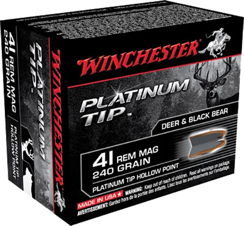 Winchester Ammo S41PTHP Supreme 41 Remington Magnum 240 GR Platinum Tip Hollow Point 20 Bx/10 Cs