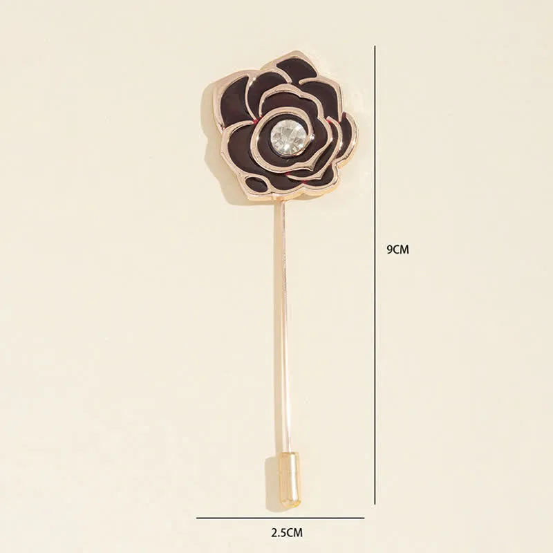 Women's Black Rose Blossom Brooch