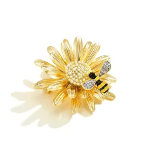 Women's Sweet Sunflower Bee Brooch