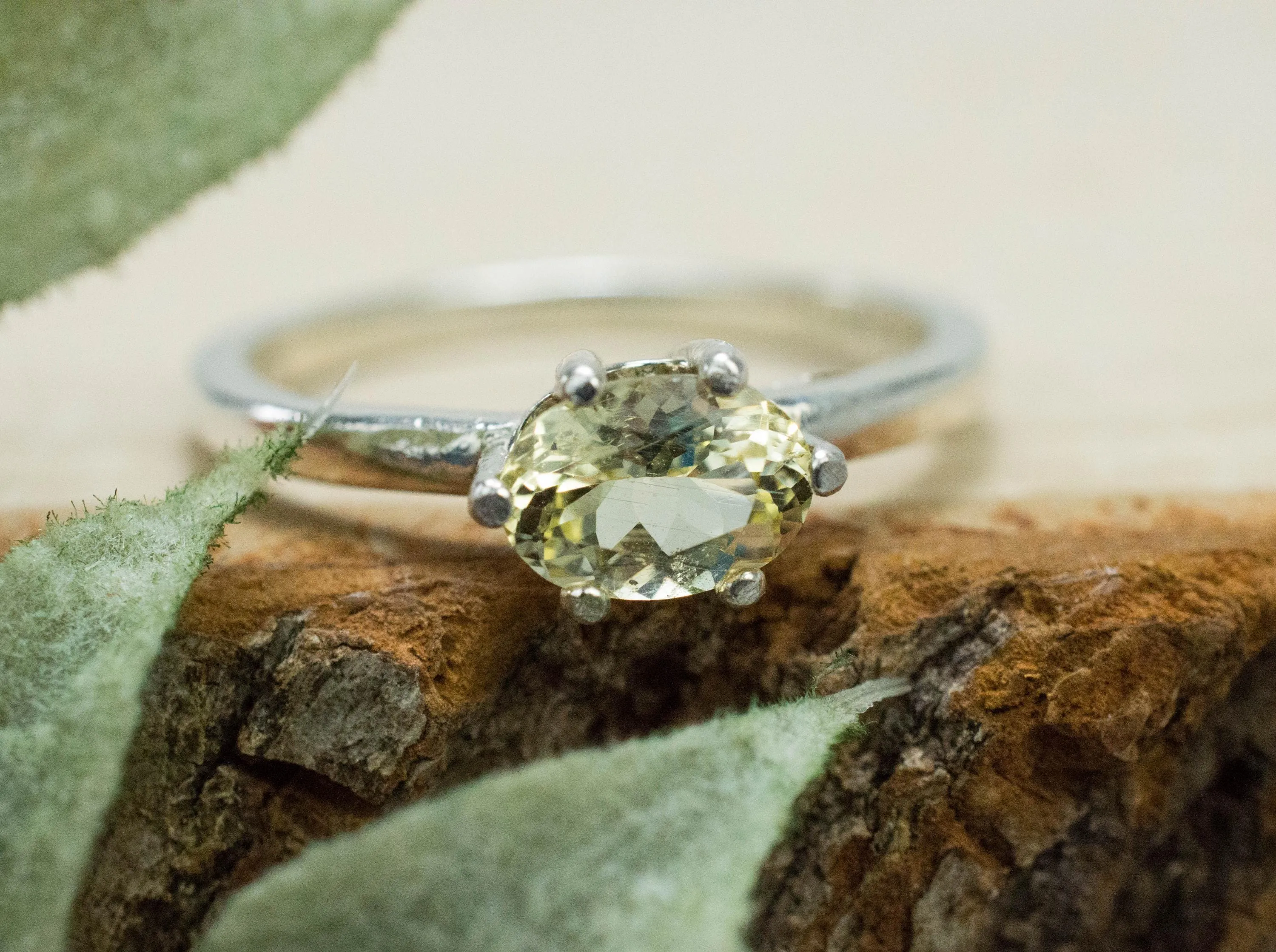 Yellow Danburite Ring; Natural Untreated Tanzanian Danburite; 0.700cts