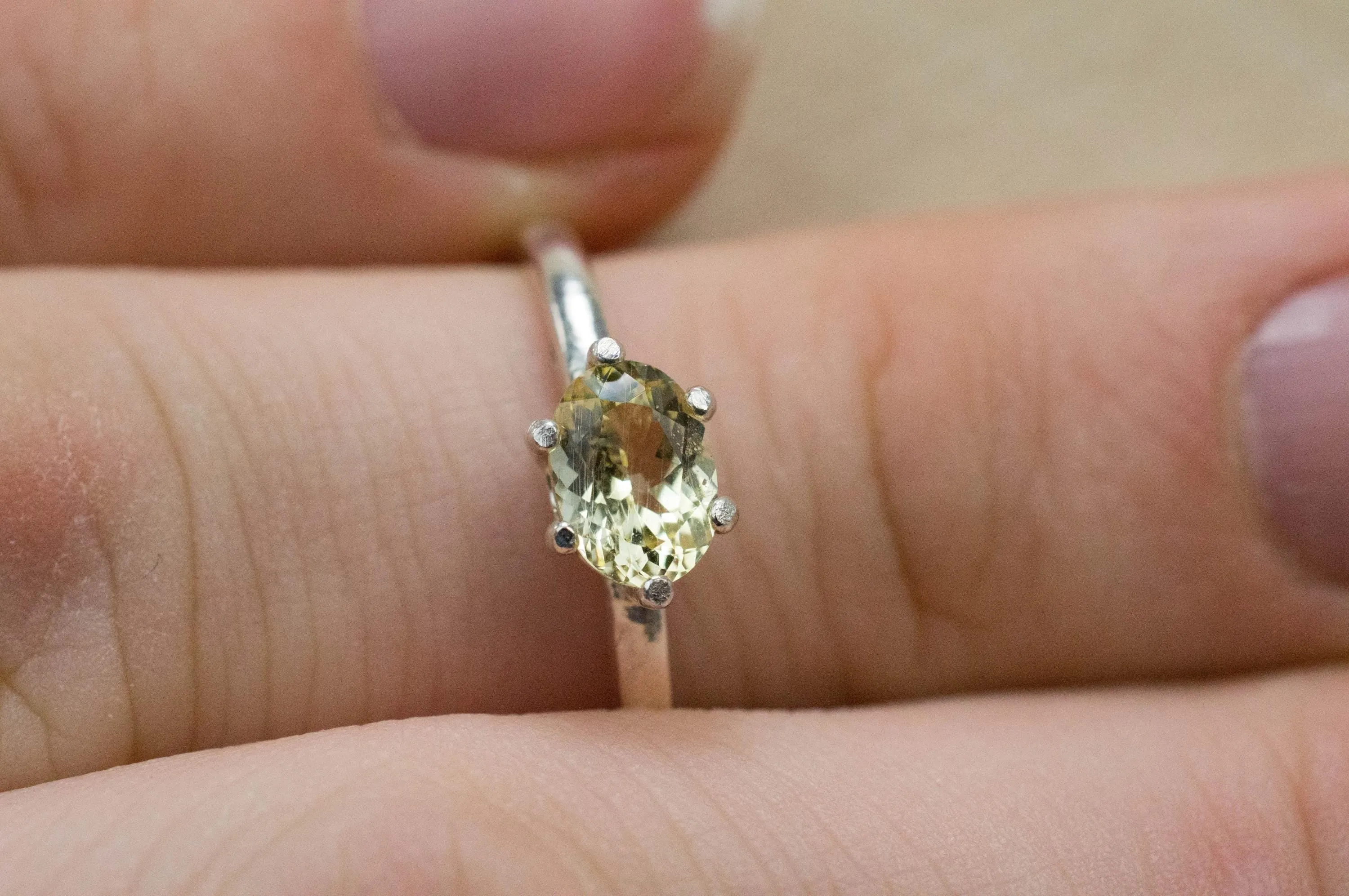 Yellow Danburite Ring; Natural Untreated Tanzanian Danburite; 0.700cts
