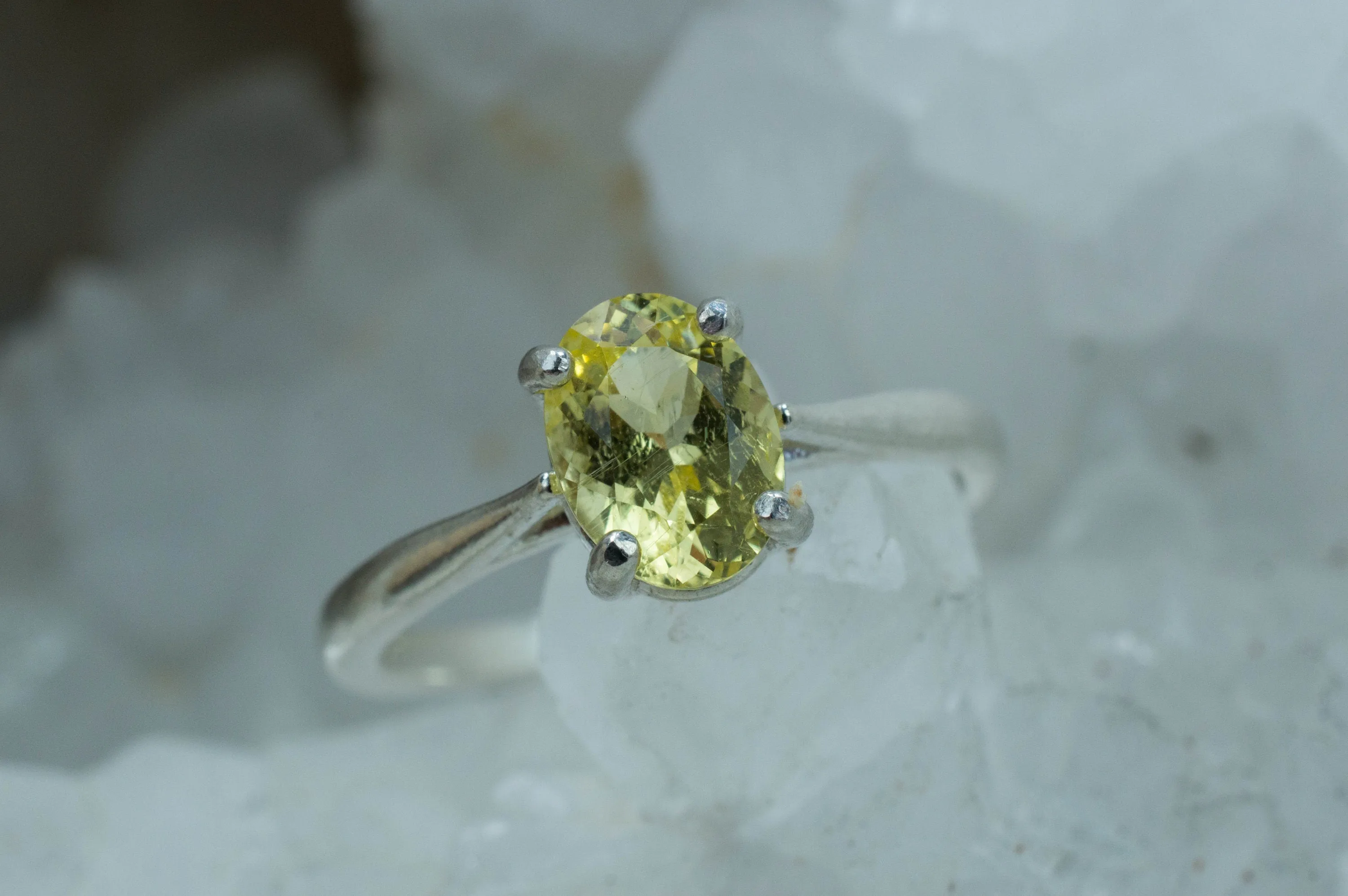 Yellow Danburite Ring; Natural Untreated Tanzanian Danburite