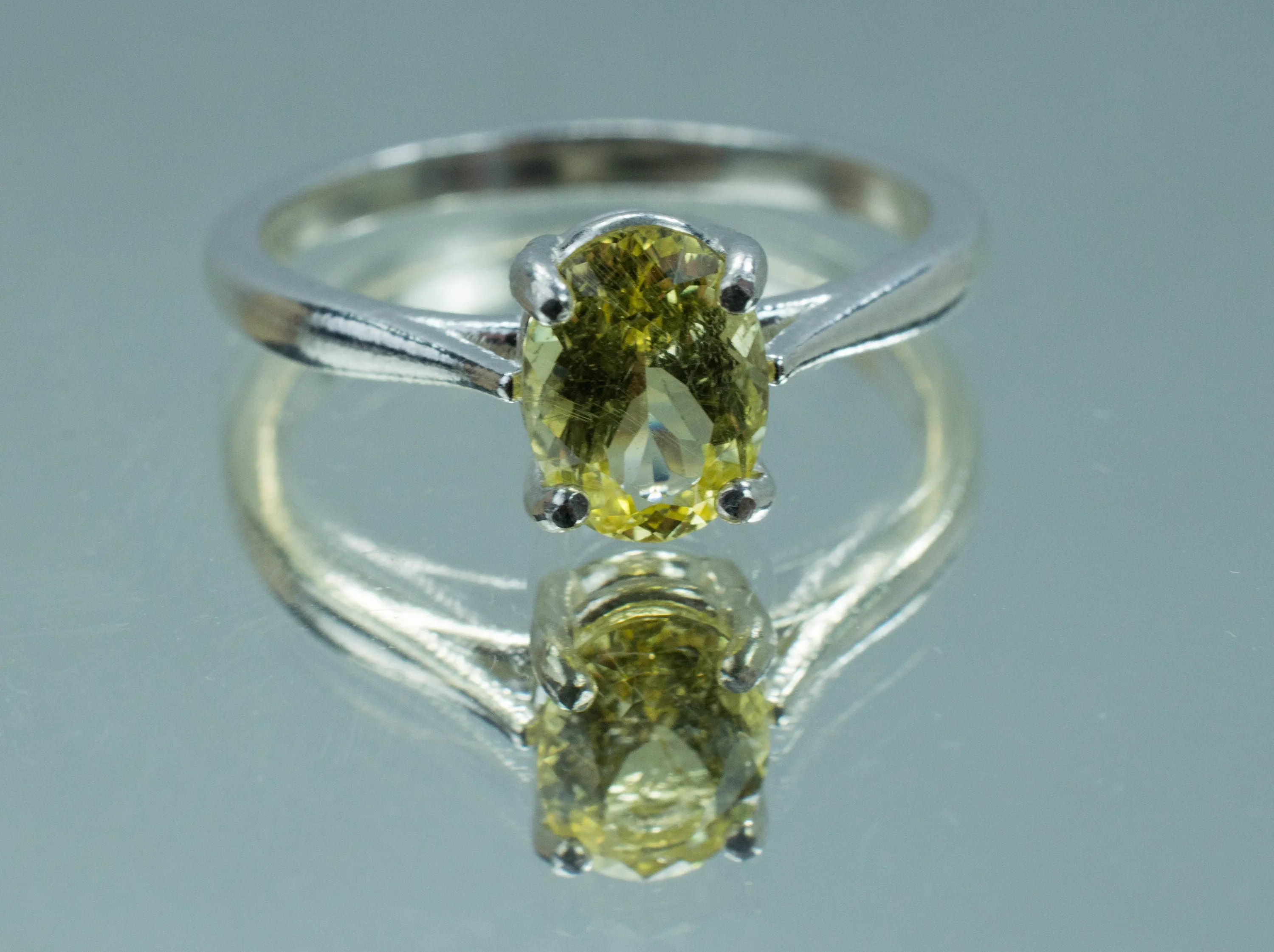 Yellow Danburite Ring; Natural Untreated Tanzanian Danburite