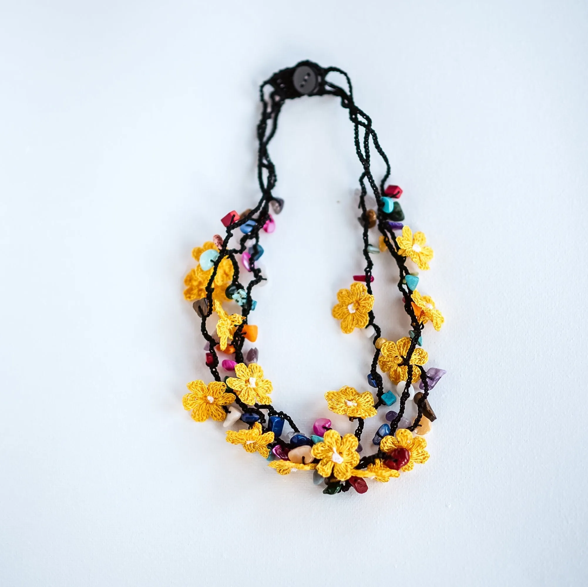 Yellow Floral Crochet Necklace