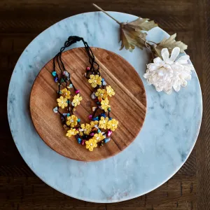 Yellow Floral Crochet Necklace