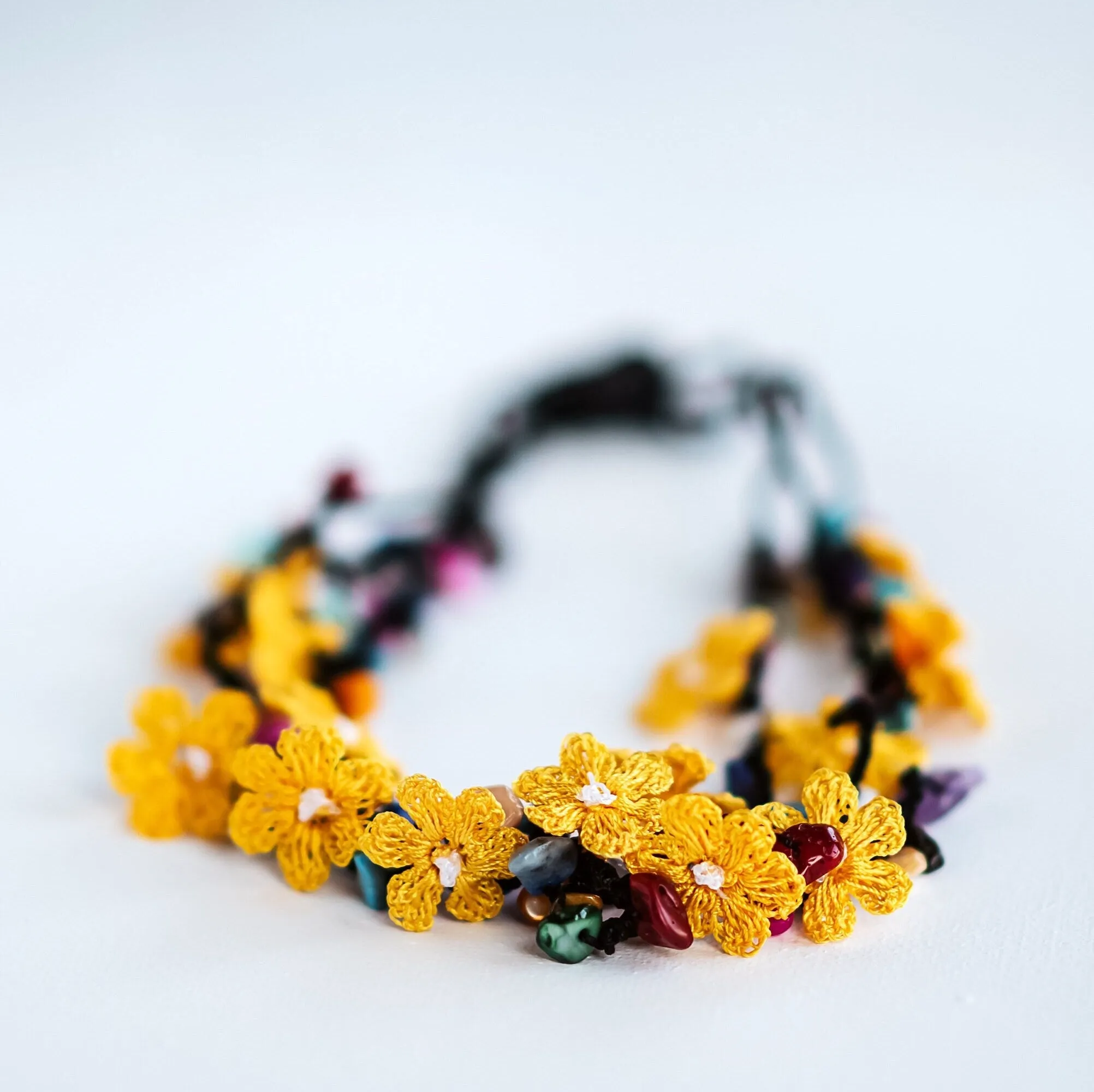 Yellow Floral Crochet Necklace