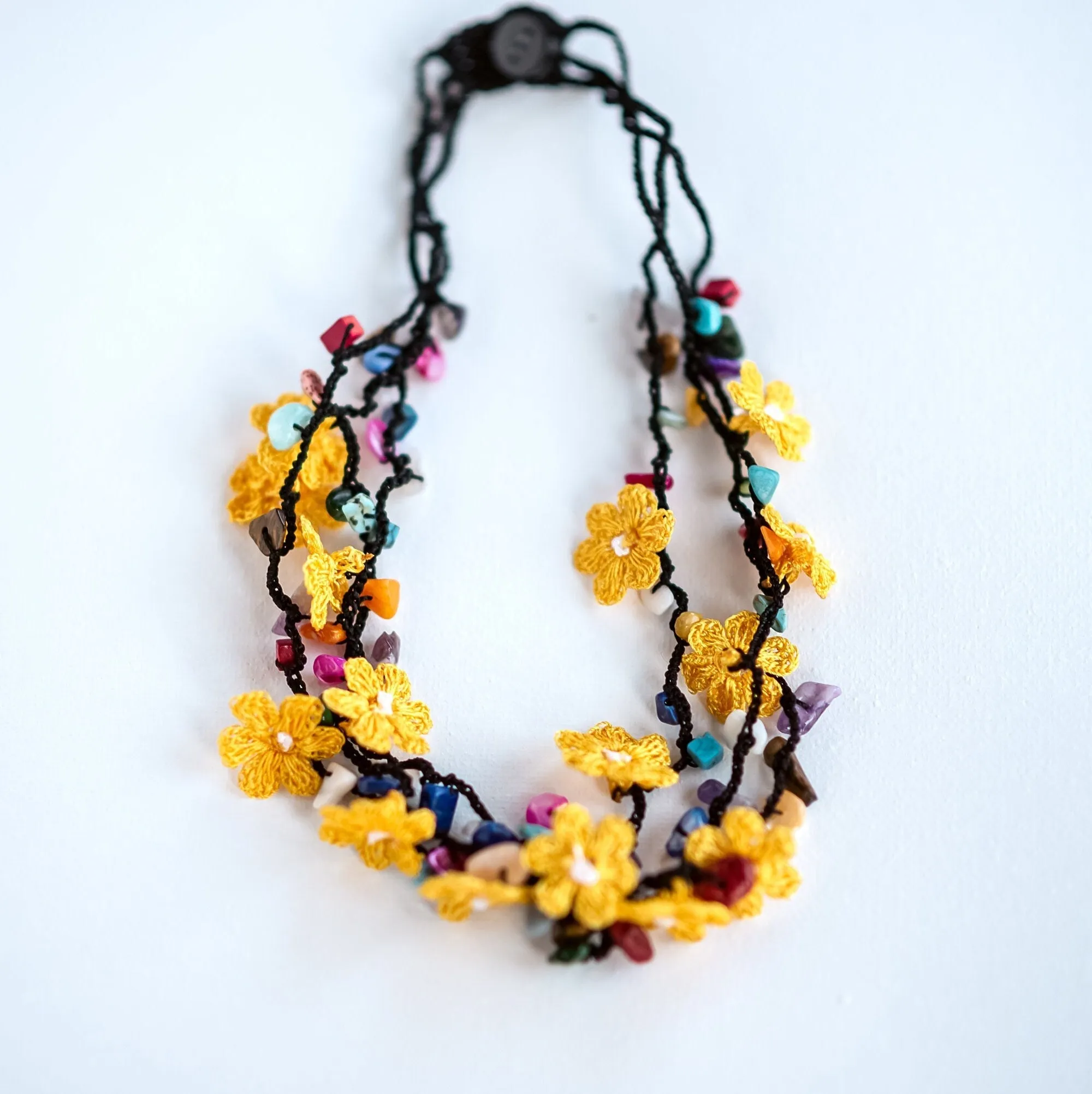 Yellow Floral Crochet Necklace