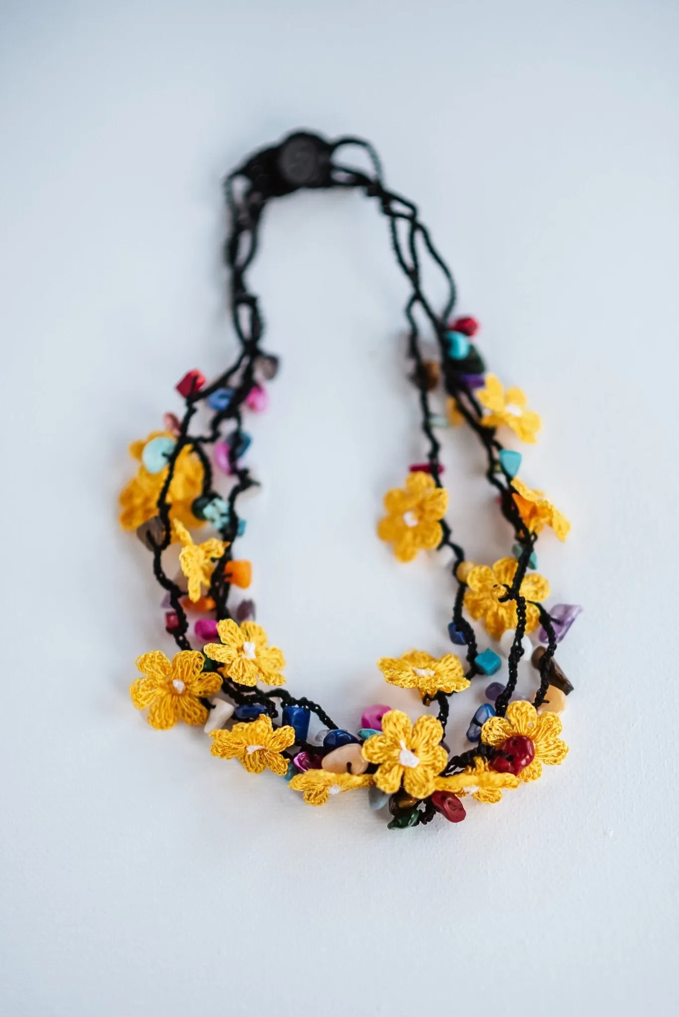 Yellow Floral Crochet Necklace