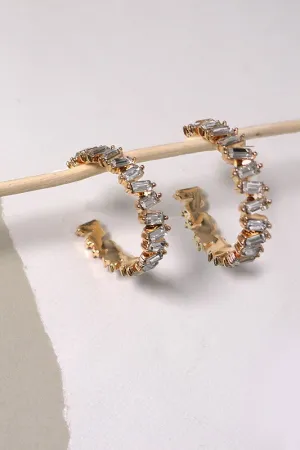 Zig Zag Baguette Hoop Earrings