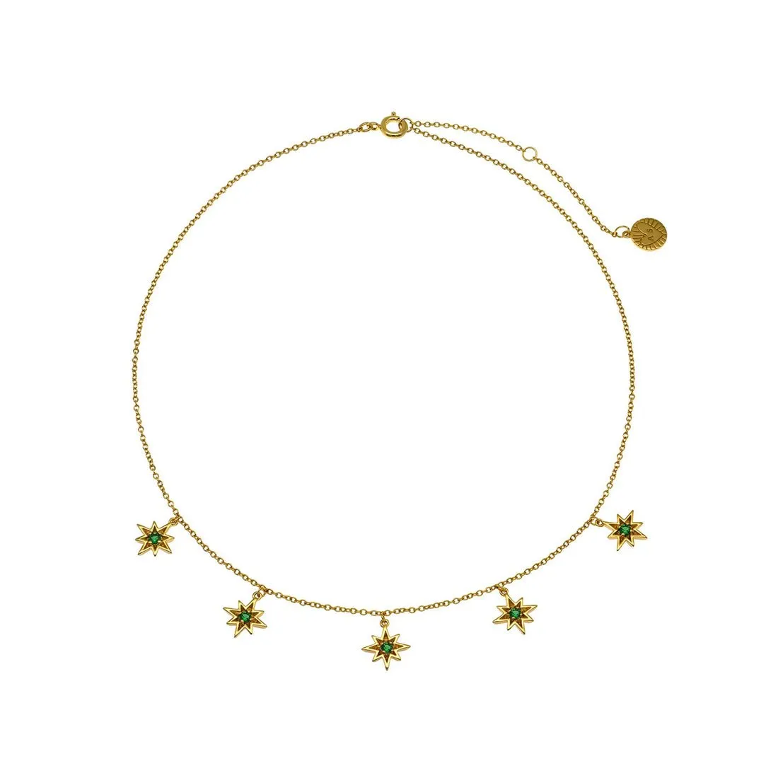 Ziggy Tiny Star Choker Necklace Emerald and Gold