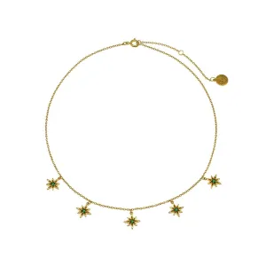 Ziggy Tiny Star Choker Necklace Emerald and Gold
